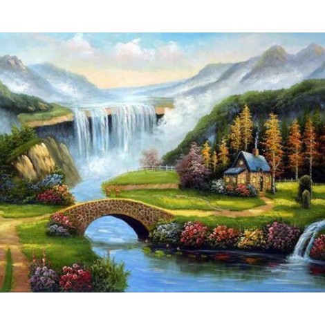 2019 Traum Muur Landschap Wasser Vallen Berg 5d Diamond Painting /Diamant Malerei Set VM4163
