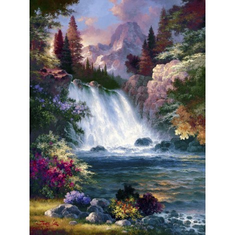 2019 Ölgemälde Stile Wasser Vallen Bilder 5d Diamond Painting /Diamant Malerei Set VM20064