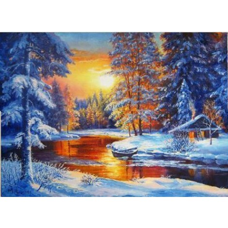 2019 Muur Besneeuwd Wald In De Winter 5d Diamond Painting /Diamant Malerei Set VM7628