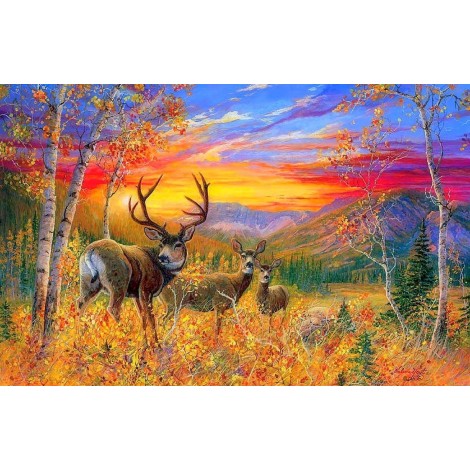2019 Schlussverkauf Vol 5d Diamond Painting /Diamant Malerei Set Herbst Wald Landschap Hirsch VM20488