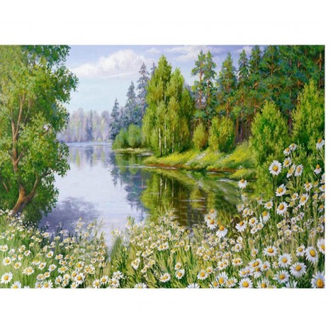 2019 Ölgemälde Stile Wald Meer Landschap 5d Diamond Canvas Painting VM1155