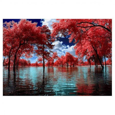 Landschap Mooi Rote Baums Diamond Painting /Diamant Malerei Set AF9566