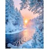 Traum Serie Sneeuw-Cove Rote Wald Met Warm Sonnenschein Diamond Painting /Diamant Malerei Set Af9724