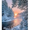 2019 Winter Tranquil Wald En Zonsondergang Natur Bergkristal Diamond Painting VM1364