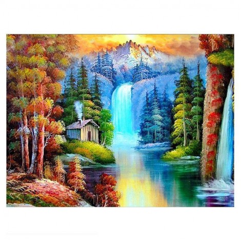 Schlussverkauf Fascinating Wald Wasser Vallen Diamond Painting /Diamant Malerei Set AF93934