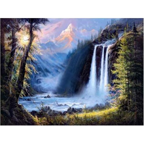 Schlussverkauf Ölgemälde Stile Berg Wasser Vallen Diamond Painting /Diamant Malerei Set AF9393