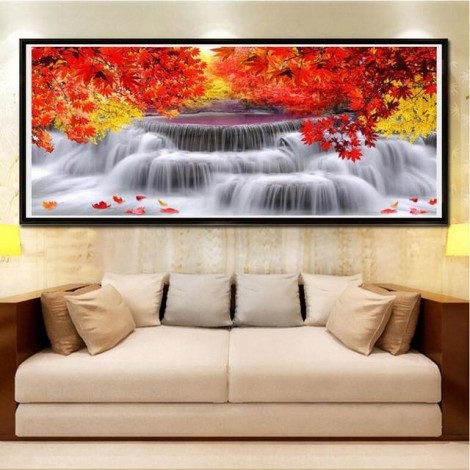 2019 Landschap Wasser Vallen Große Größe Strasssteine Muur 5d Diamond Painting /Diamant Malerei Set VM4128