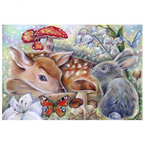 Bestees Farm Tiere Hase Hirsch 5d Diamond Painting /Diamant Malerei Set QB7116