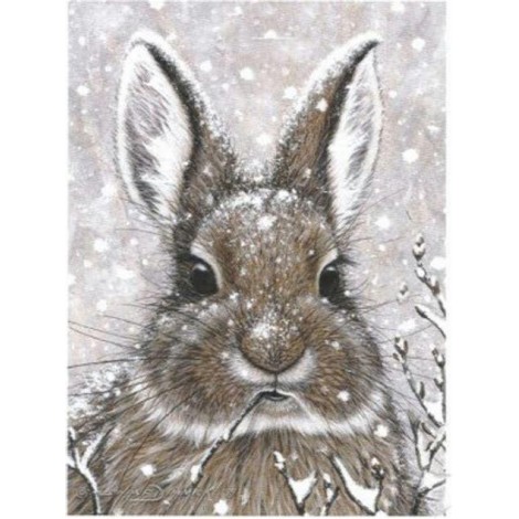 Vol Eckig Strasssteine Winter Hase 5D Diamond Painting /Diamant Malerei Set NA0219