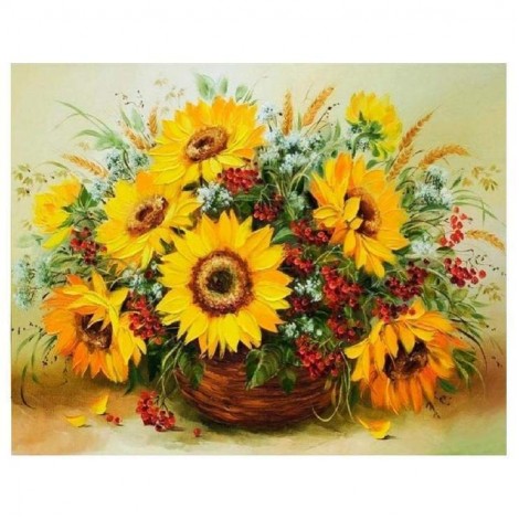 Bestees Ölgemälde Stile Geel Sonnenblumen 5d Vol Diamond Painting /Diamant Malerei Set QB5788