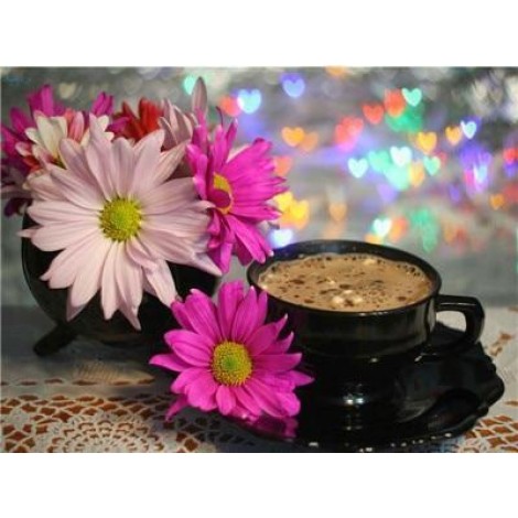 2019 Neuankömmling Schlussverkauf Kaffee En Blume Bilder 5d Painting Set VM3016