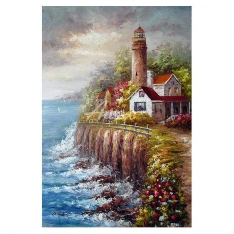 Bestees Ölgemälde Stile Landschap Leuchtturm 5d Diamond Painting /Diamant Malerei Set QB5403