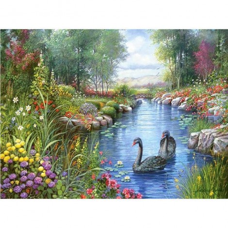 2019 Schlussverkauf De Lente Landschap Schwan 5d Diamond Painting /Diamant Malerei Set VM8179