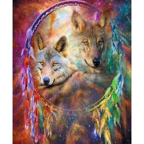 2019 Traumfänger Wolf Porträt 5d Diamond Painting /Diamant Malerei Set VM8156