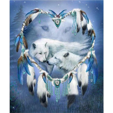 Voll Strasssteine Eckig Wolf 2019 Traumfänger 5d Diamond Painting /Diamant Malerei Set VM9094