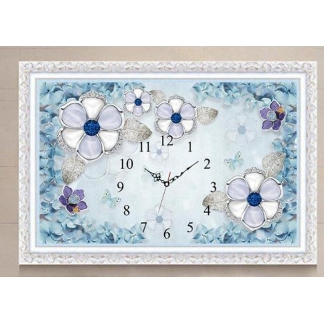 Große Größe 2019 Muur Blume Uhr 5D Diamond Painting /Diamant Malerei Set NB10308