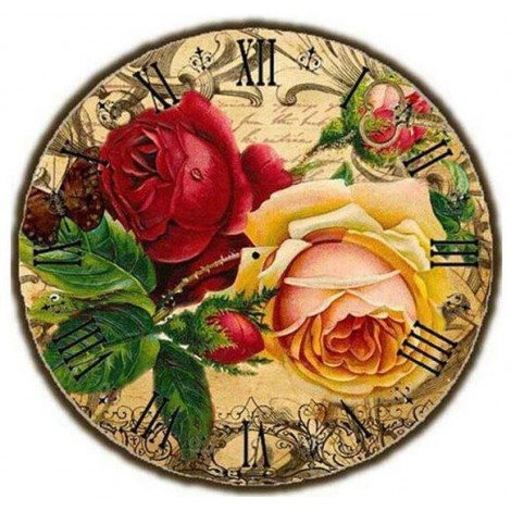 Traum Blume Uhr 5d Kreuzstich Diamond Painting /Diamant Malerei Set NB0187