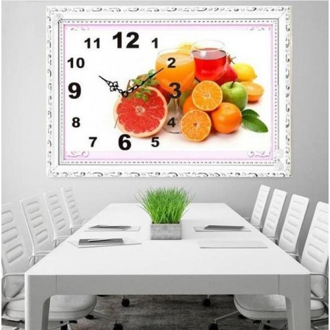 2019 Muur Obst Uhr 5D Diamond Painting /Diamant Malerei Stickerei Kreuzstich Set NB0306