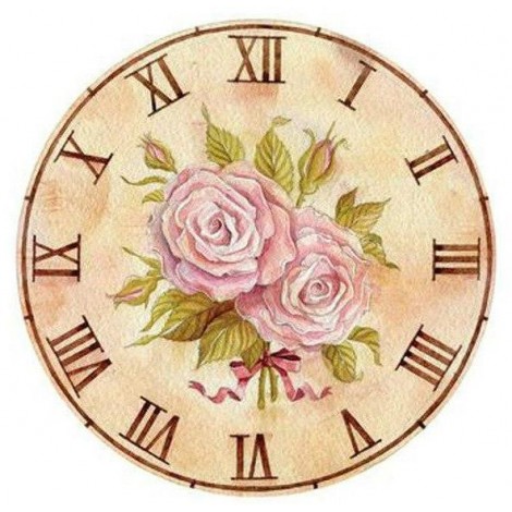 Ölgemälde Stile Blume Uhr Kreuzstich Diamond Painting /Diamant Malerei Set NB0168