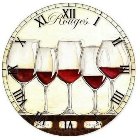 Besondere Wine Uhr 5D Kreuzstich Diamond Painting /Diamant Malerei Set NB0160