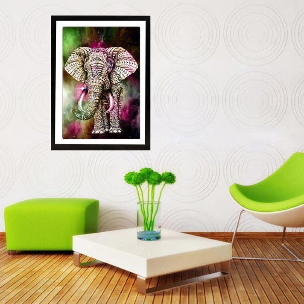 Zariocy Kit 5D Diamond Painting, Elefante, 30x30cm, Fai Da Te, Tela Adesiva, Cristalli Rotondi, Decorazione Casa, Per Principianti
