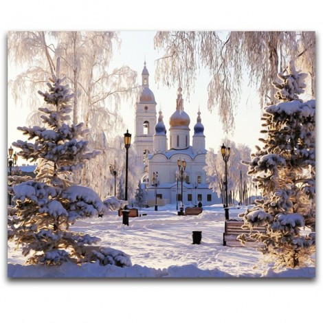 Winter Sneeuw Schloss 5D Diamond Painting /Diamant Malerei Set NA0021