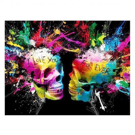 2019 Kleurrijk Moderne Kunststile Schädel Patroon 5d Vol Diamond Painting /Diamant Malerei Set QB6024