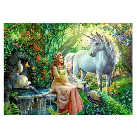 Populair Fantasie Mädchen Und Einhorn Diamond Painting /Diamant Malerei Set AF9373