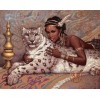 2019 Neuankömmling Schlussverkauf Mädchen Und Tiere Leopard 5d Diamond Painting /Diamant Malerei Set VM8071
