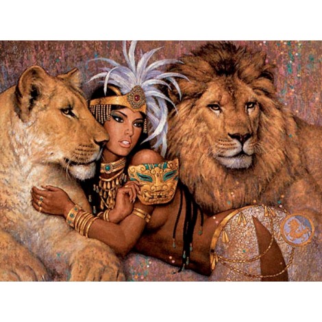 2019 Besondere Muur Mädchen Und Tiere 5d Diamond Painting /Diamant Malerei Stickerei Löwe VM3592