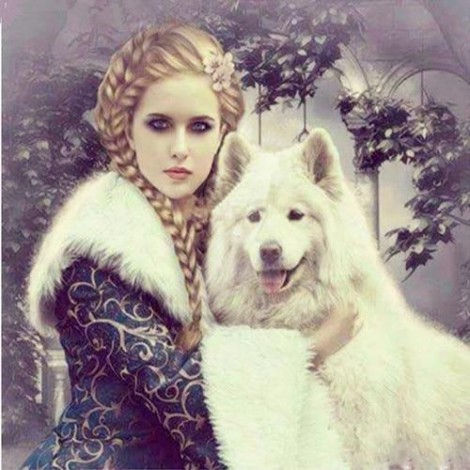 2019 Schlussverkauf Vol Eckig Strasssteine Wit Wolf Schönheit  Porträt 5d Painting Van Diamonds VM1962