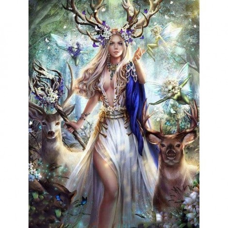 2019 Traum Mädchen Und Tiere Hirsch 5d Diamond Painting /Diamant Malerei Set VM8930