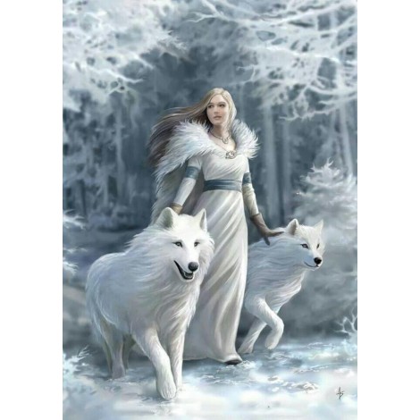 Mädchen Und Tiere Wolf Winter Schlussverkauf 5d Diamond Painting /Diamant Malerei Set VM8111