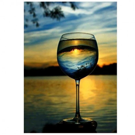 2019 Neuankömmling Schlussverkauf Glass En Zonsondergang 5d Bergkristal Kunst VM01501