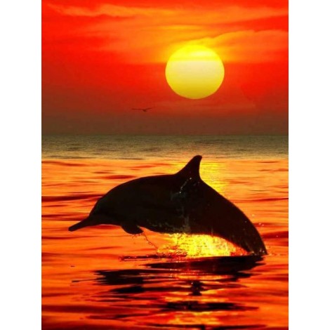 2019 Traum Natuurlijk Zonsondergang Delphin 5d Diamond Painting /Diamant Malerei Set VM9691
