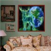Fantasie Green En Blauw Hirsch Diamond Painting /Diamant Malerei Set Voor Kinderen AF9134