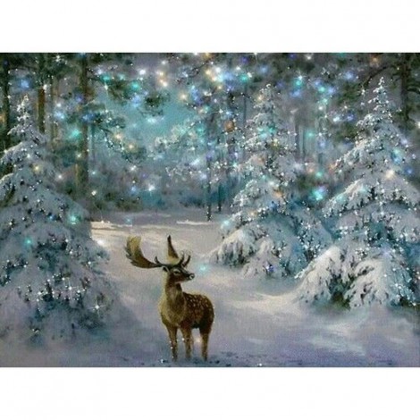 2019 Winter Traum Wald Hirsch Patroon 5d Diamond Painting /Diamant Malerei Set VM8104