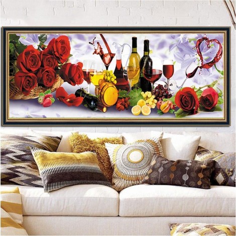 Große Größe 2019 Neuankömmling Kleurrijk Wine Rosen 5d Diamond Painting /Diamant Malerei Set VM1199