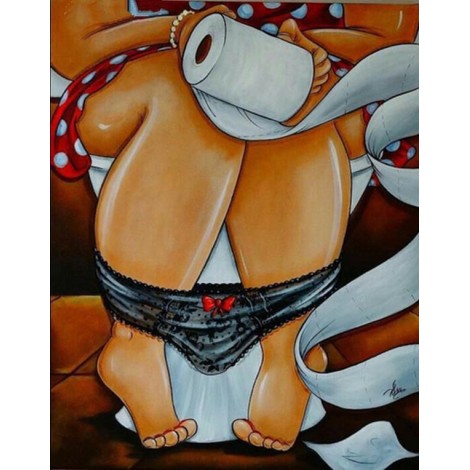 2019 Besondere Lustig Karikatur Toilet Fette Frau 5d Diamond Kreuzstich Painting VM01178