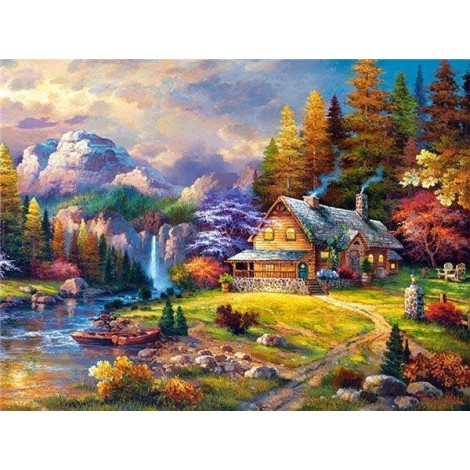 Herbst Ölgemälde Stile Mooi Hütte Diamond Painting /Diamant Malerei Set Af9615