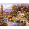 Schlussverkauf Ölgemälde Stile Dorf Hütte 5d Diamond Painting /Diamant Malerei Set QB5354