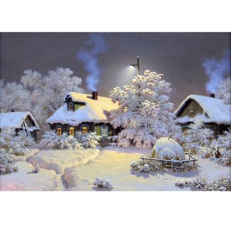 Schlussverkauf Winter Dorf Landschap 5d Bergkristal Diamond Painting Set VM01161