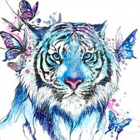 Kleurrijk Waterverfrijk Tiger En Schmetterling Billig Set Diamond Painting /Diamant Malerei Stickerei 5d VM1356
