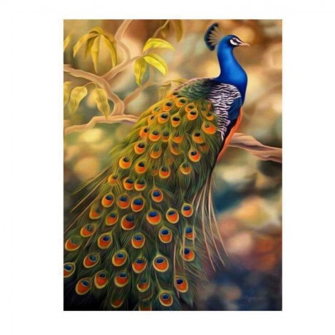 Traum Serie Goud Blauw Pfau 5d Diamond Painting /Diamant Malerei Set AF9087