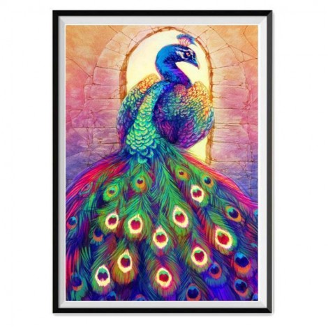 Billig Ölgemälde Stile Kleurrijk Pfau 5d Diamond Painting /Diamant Malerei Set AF9098