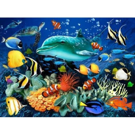 2019 Traum Eckig Strasssteine Diamond Kleurrijk Delphin 5d Diamond Painting /Diamant Malerei Set VM7362