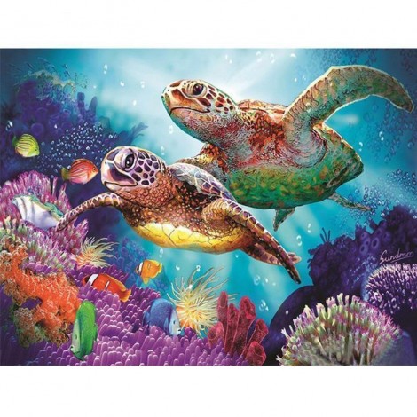 2019 Traum Vol Eckig Strasssteine Schildkröte Familie 5D Diamond Canvas Painting VM1501
