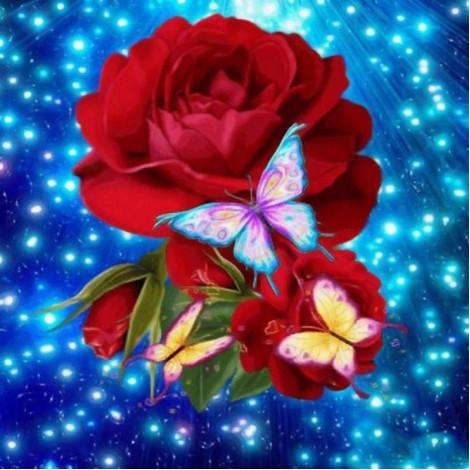 Traum Serie Schlussverkauf Schmetterling Rote Rosen Diamond Painting /Diamant Malerei Set AF9314