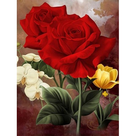 2019 Schlussverkauf Muur Rote Rosen 5d Diamond Painting /Diamant Malerei Set Blume VM4019
