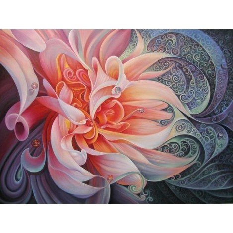 Rosa Moderne Kunststile Kleurrijk Abstrakte Blume Patroon 5d Diamond Painting /Diamant Malerei Set VM71862